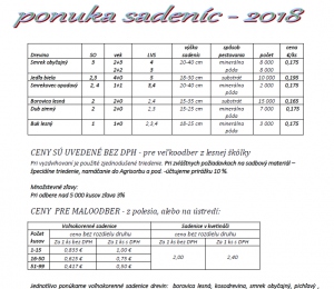 Sadenice, prestovna cinnost